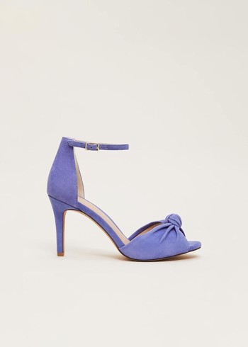 Phase Eight Blue Suede Open Toe Heels Blue USA | 8076451-HZ